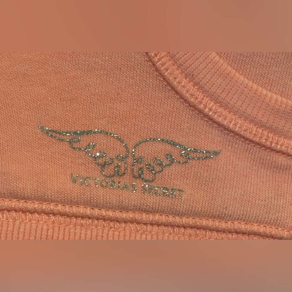 Victoria’s Secret Peach/Coral Glitter Rhinestone Hoodie Zip Up Sweater -… - Picture 3 of 8
